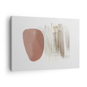 Quadro em tela - Composição abstrata em tons de bege e dourado - 70x50cm - Colunata abstrata - Decoração de parede moderna para a sala de estar e quarto ARTTOR