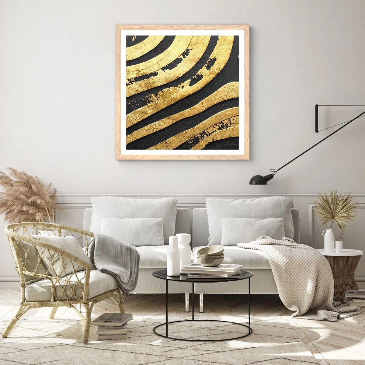 Pôster com moldura de carvalho claro - Tudo flui - 60x60 cm