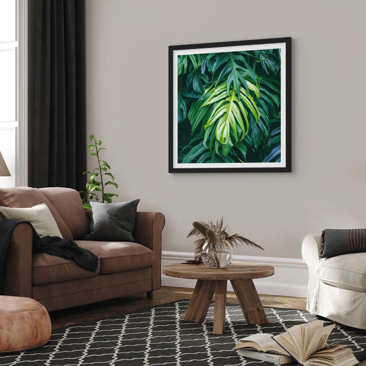 Pôster com moldura preta - Mergulhar no frescor - 60x60 cm