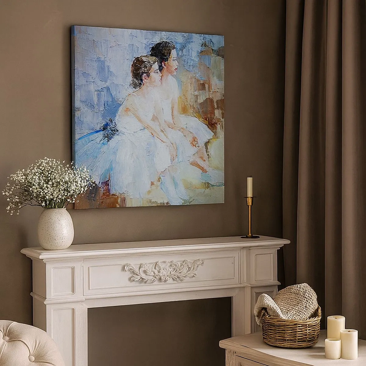 Quadro em tela - O descanso dos jovens cisnes  - 30x30 cm