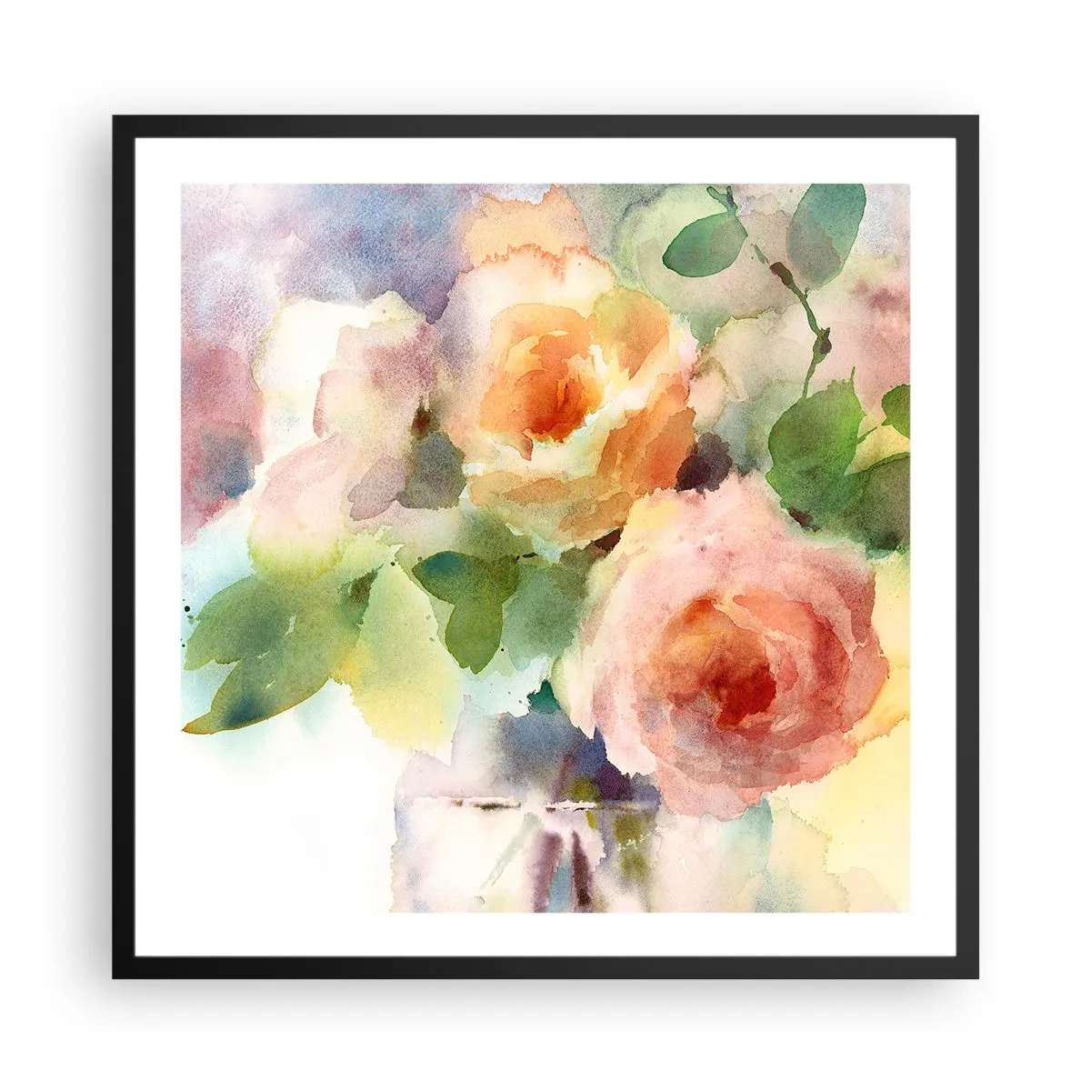 Pôster com moldura preta - Delicado como uma aquarela - 60x60 cm