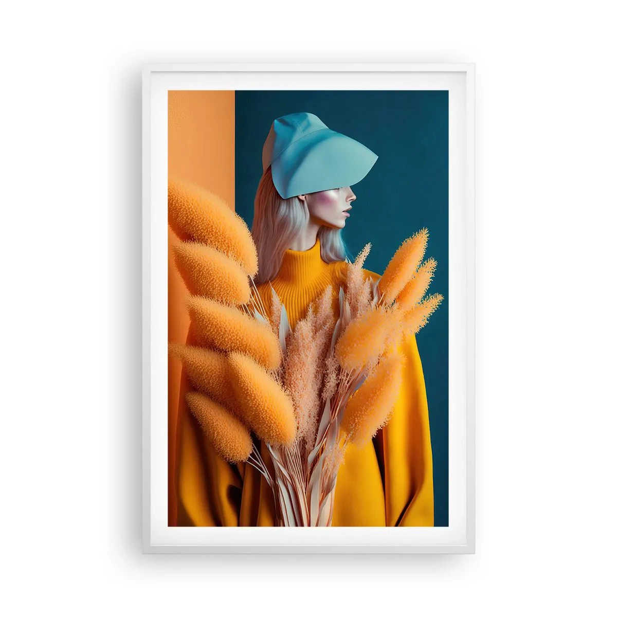 Pôster em moldura branca - Retrato fofo - 61x91 cm