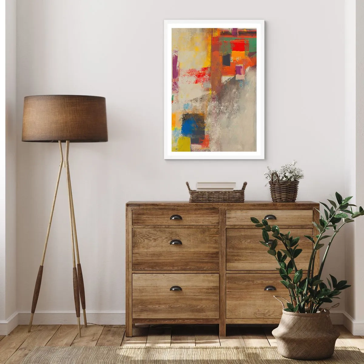 Pôster em moldura branca - Geometria das cores - 30x40 cm