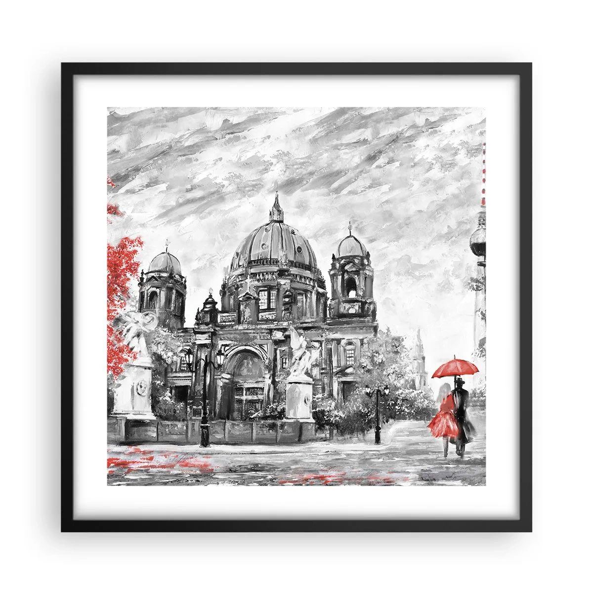 Pôster com moldura preta - Reunião em Berlim - 50x50 cm