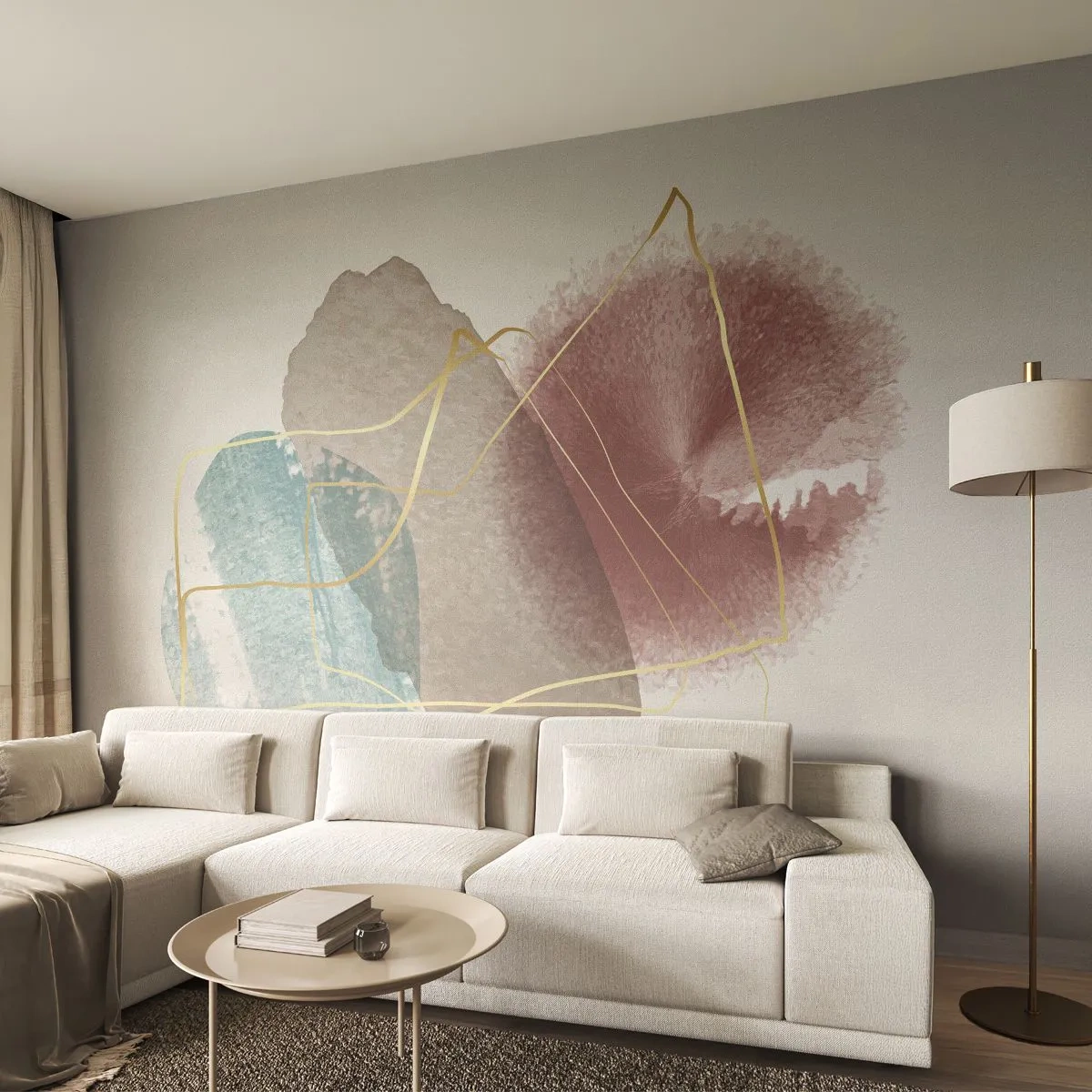 Papel de Parede Premium Canvas - Corais espaciais - Abstração, Pedaço, Padrão Moderno - 350x256 cm