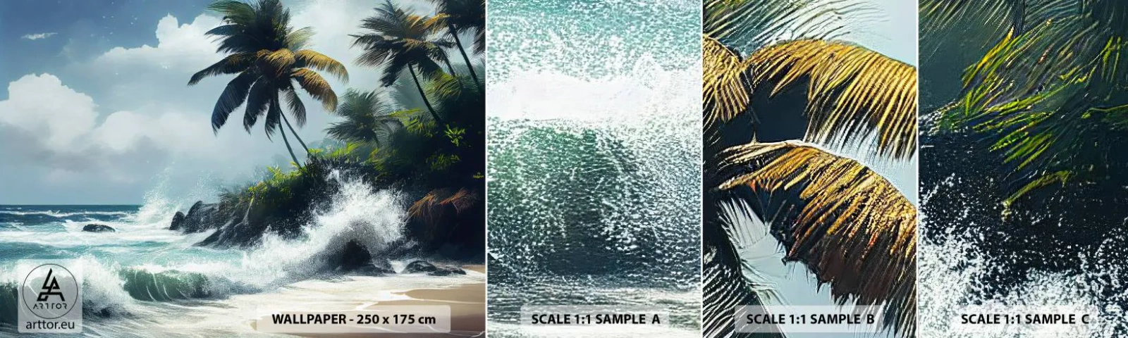 Amostra de Papel de Parede Standard Eco - Em uma costa tropical - Praia, Tropical, Palma - 100x30 cm