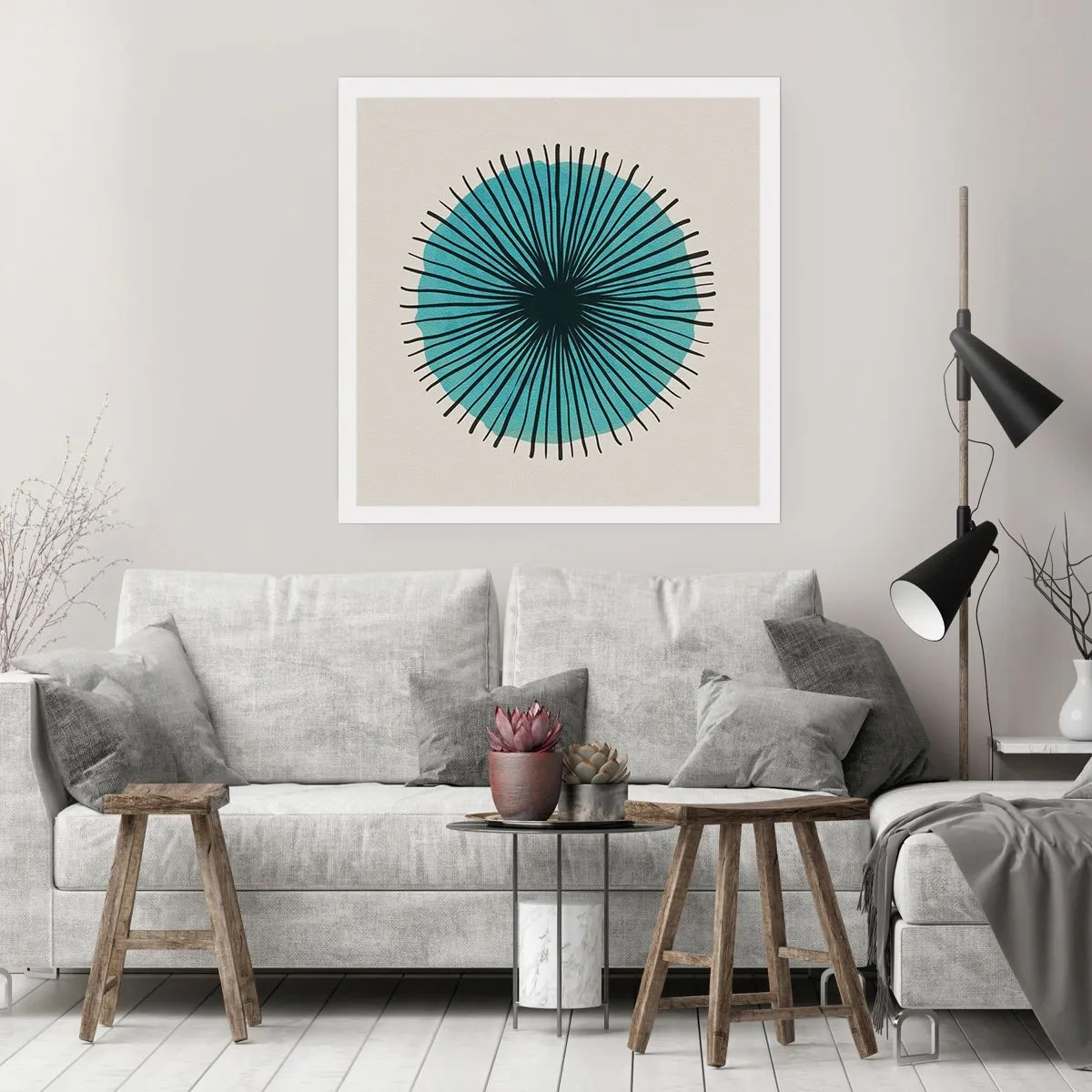 Pôster - Radiante sobre o azul - 40x40 cm