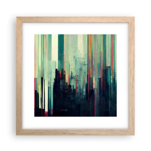 Pôster com moldura de carvalho claro - Cidade futurista - 30x30 cm