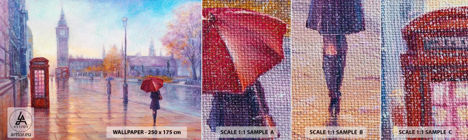 Amostra de papel de parede Premium Canvas - Um dia de outono em Londres - Cidade, Londres, Arquitetura - 100x30 cm