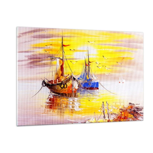 Quadro em vidro - Um merecido descanso no porto - 120x80 cm