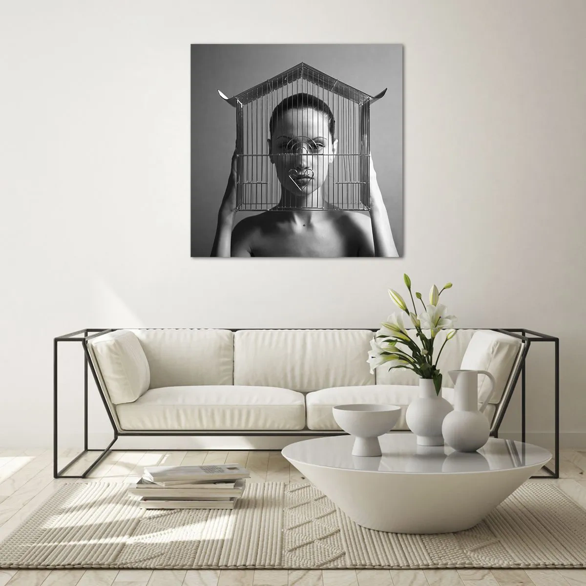 Quadro em vidro - Retrato um pouco surreal - 70x70 cm