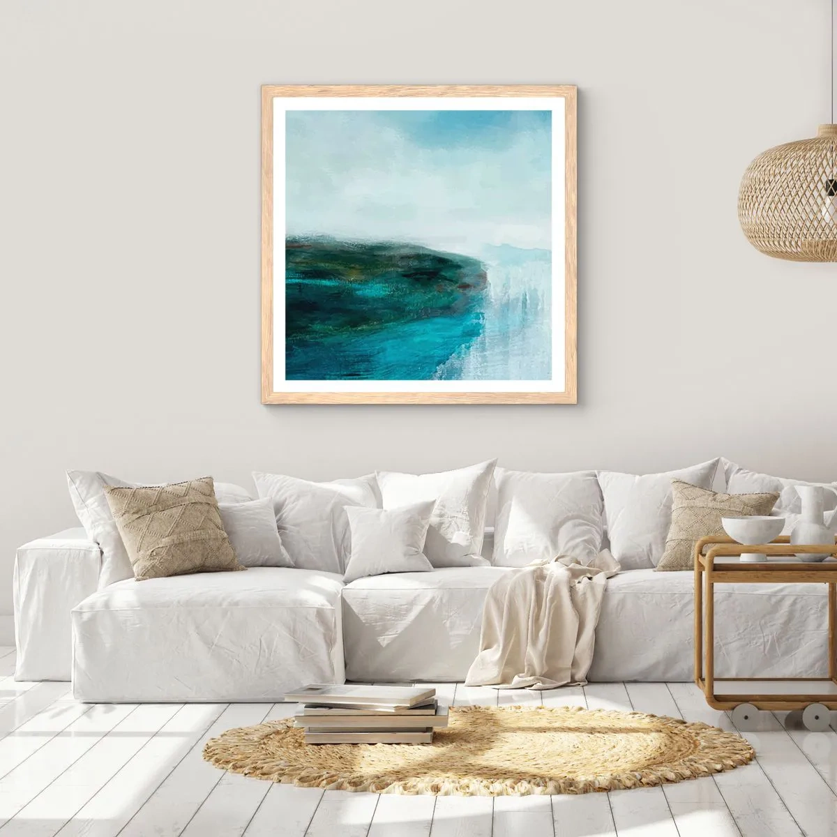 Pôster com moldura de carvalho claro - Abstração náutica - 60x60 cm