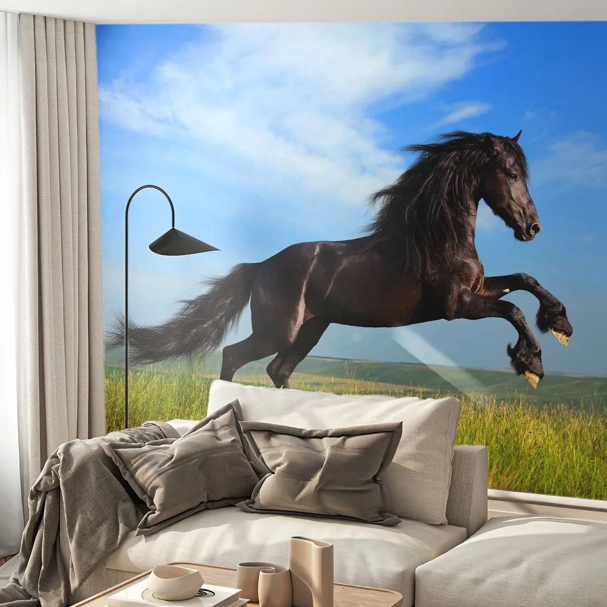 Papel de Parede Premium Sand - Um manifesto emocionante de liberdade  - Animais, Cavalo, Paisagem - 400x280 cm