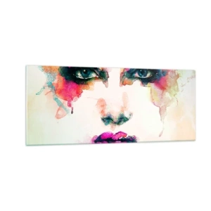 Quadro em vidro - Retrato pintado com o arco-íris - 100x40 cm