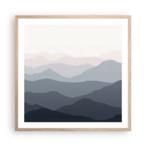 Pôster com moldura de carvalho claro - Ondas de montanha - 60x60 cm