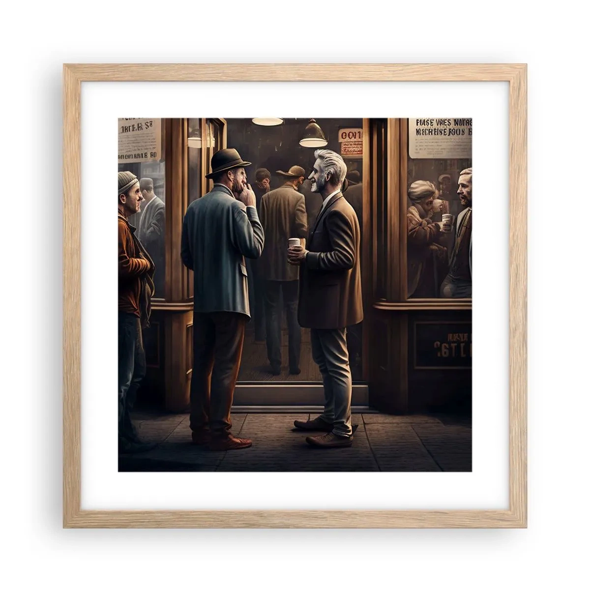 Pôster com moldura de carvalho claro - Boa hora do dia - 40x40 cm