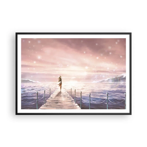 Pôster com moldura preta - À luz de um sonho - 100x70 cm