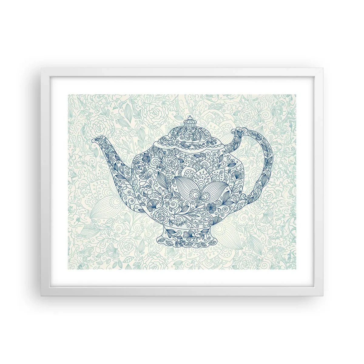 Pôster em moldura branca - Chás de charme - 50x40 cm