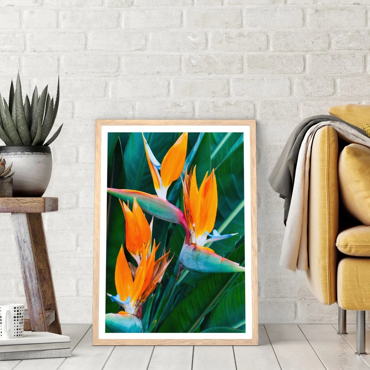 Pôster com moldura de carvalho claro - É uma flor ou é um pássaro? - 70x100 cm