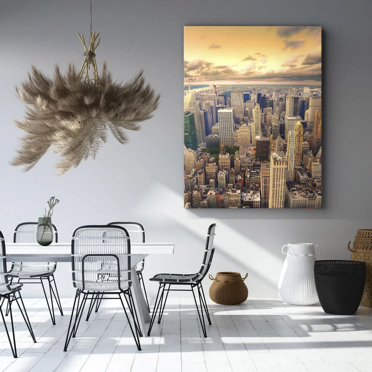 Quadro em tela - Metrópole dourada - 50x70 cm