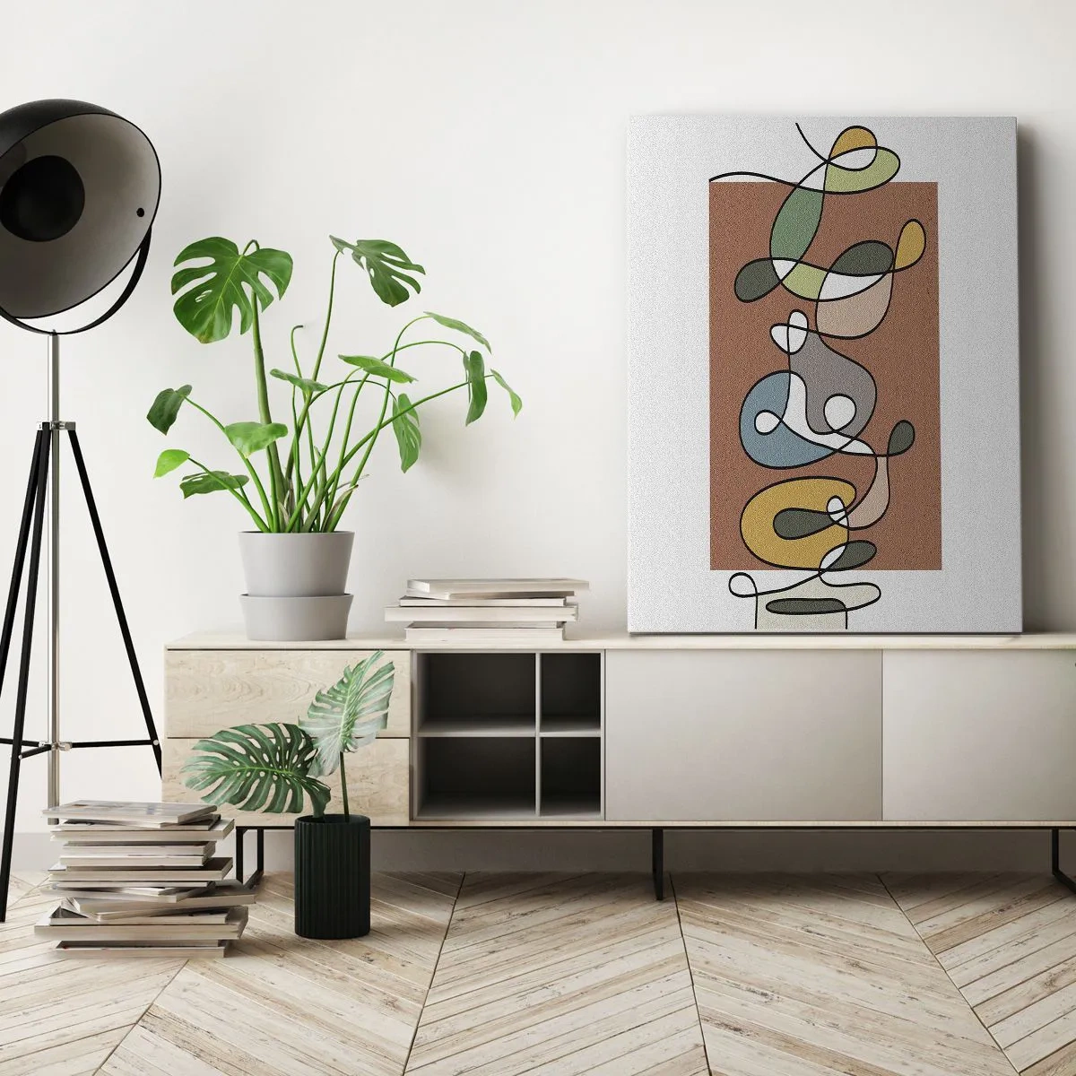 Quadro em tela - Abstração: dança colorida - 50x70 cm
