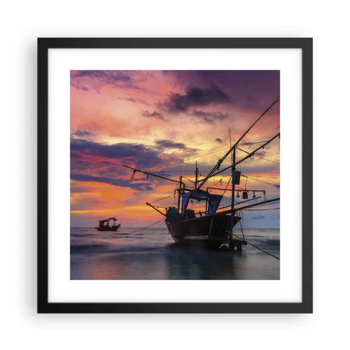 Pôster com moldura preta - Noite exótica - 40x40 cm