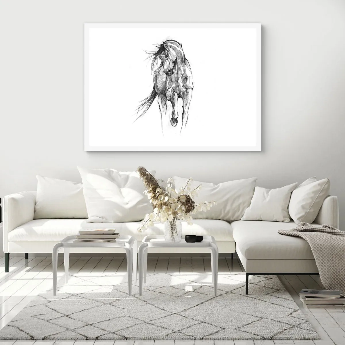 Pôster em moldura branca - Num trote gracioso - 100x70 cm