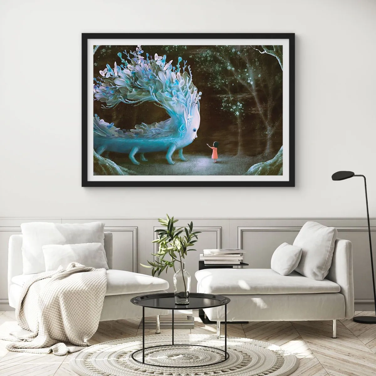 Pôster com moldura preta - Encontro fantástico - 91x61 cm