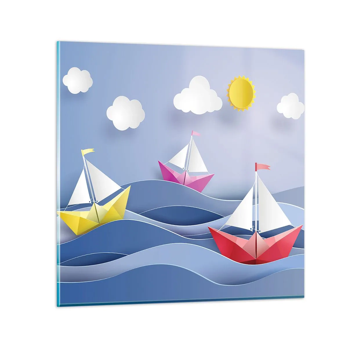 Quadro em vidro - Oh, como é agradável balançar entre as ondas - 40x40 cm