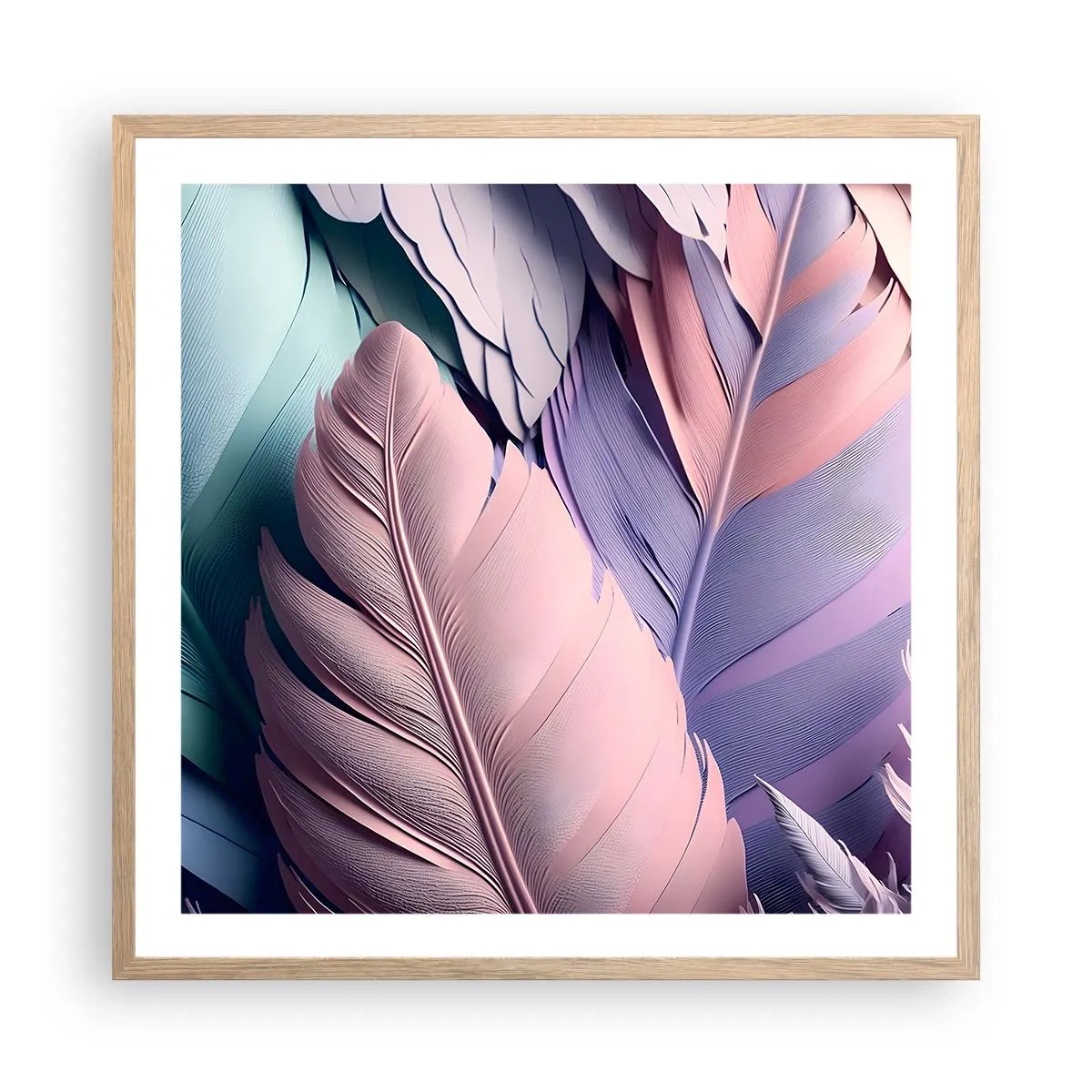 Pôster com moldura de carvalho claro - Pássaro chique - 60x60 cm