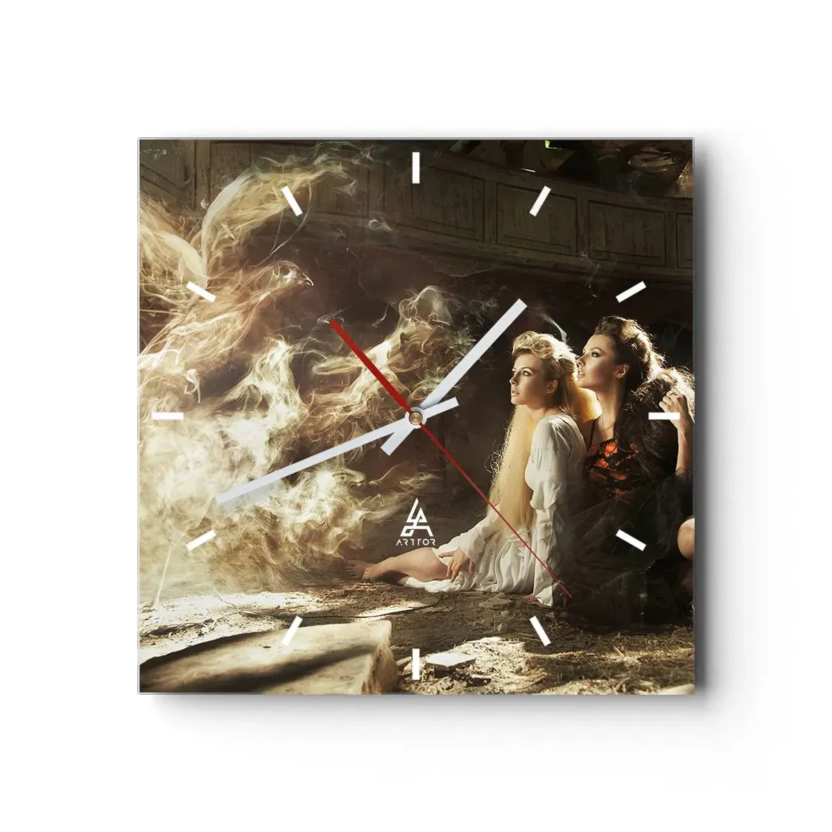 Relógio de parede - Relógio em vidro - E a poesia nasceu - 40x40 cm