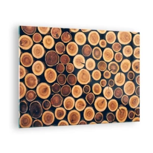 Quadro em vidro - Vista de troncos de árvores cortados dispostos em fileira - 70x50cm - Que idade pareço ter? - Decoração de parede moderna para a sala de estar e quarto ARTTOR