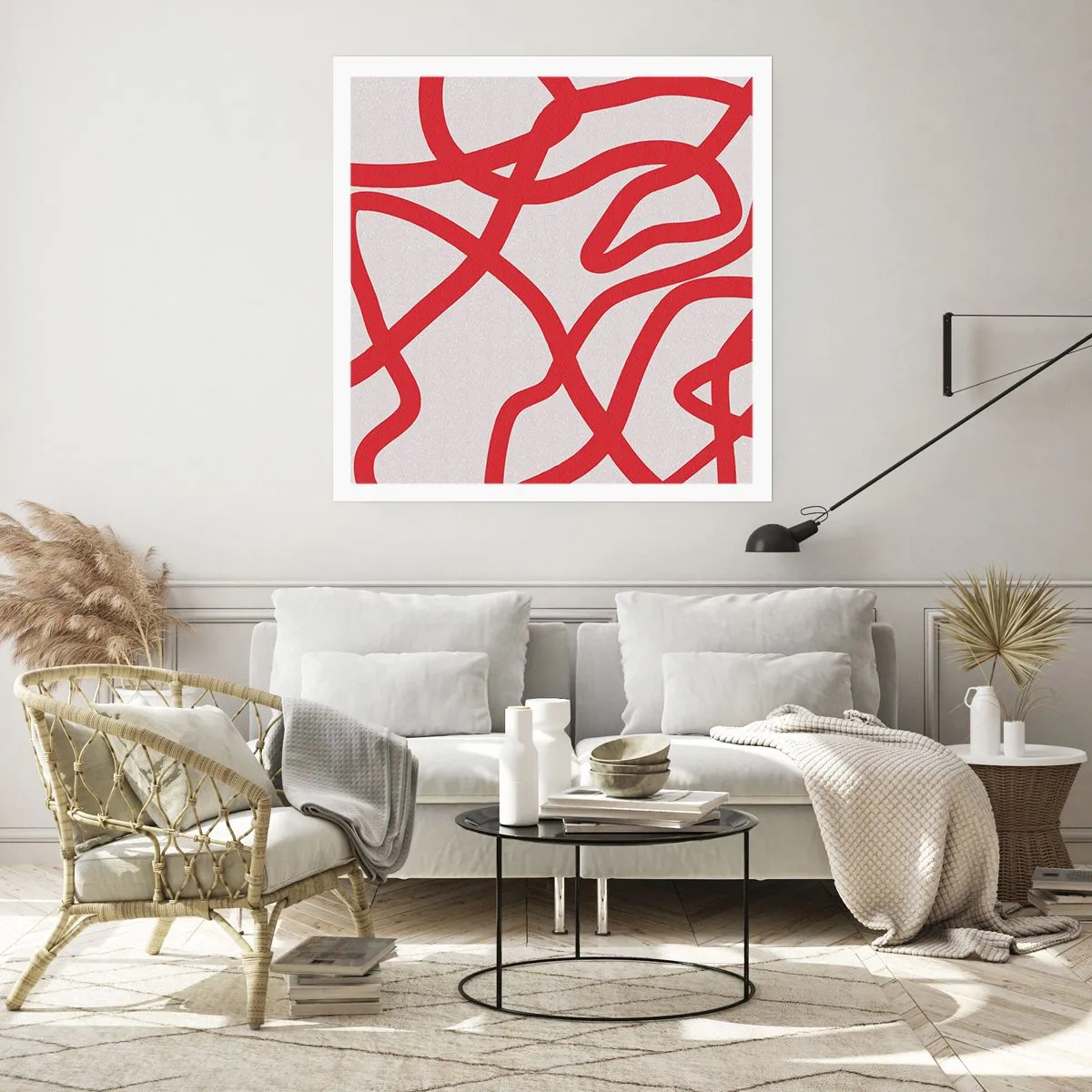 Pôster - Vermelho em branco - 50x50 cm