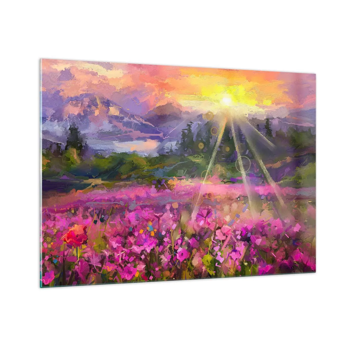 Quadro em vidro - No vale sob os cuidados do sol - 100x70 cm