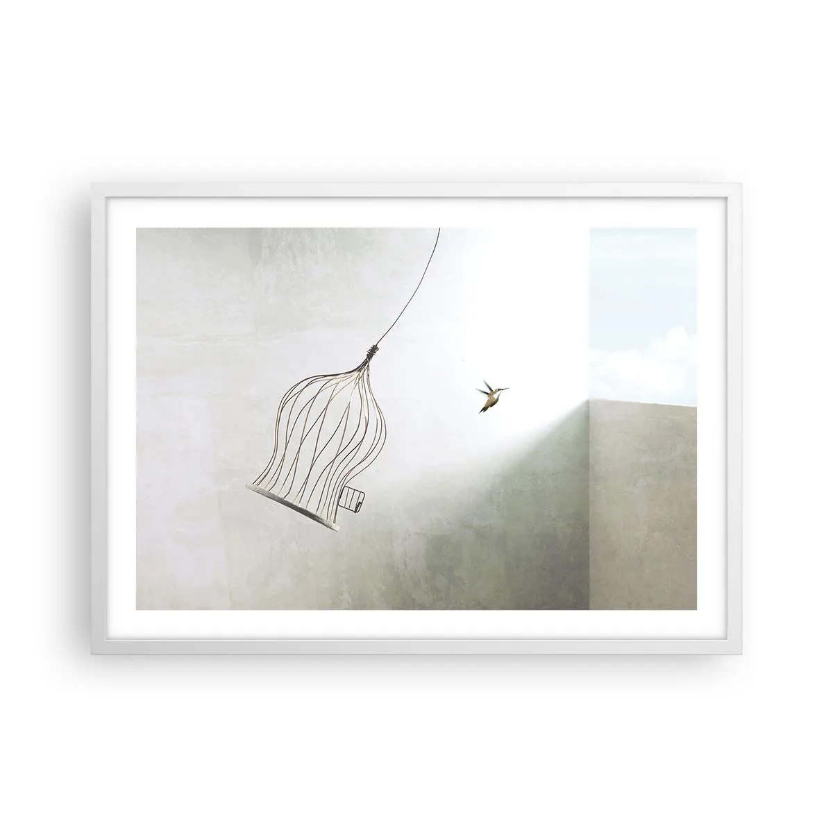 Pôster em moldura branca - Enfim a liberdade - 70x50 cm