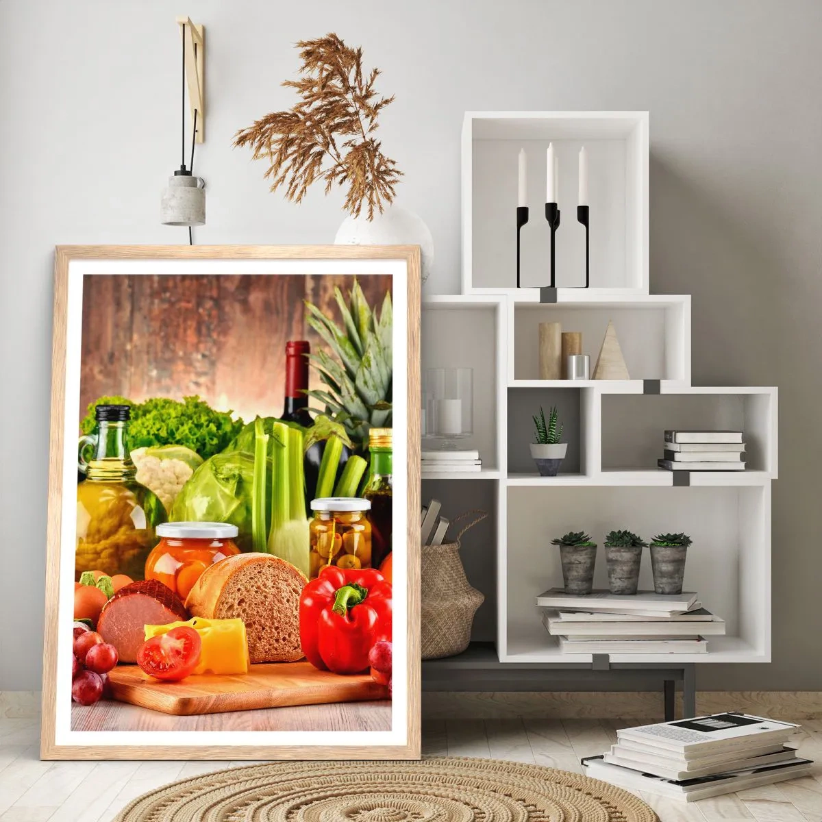 Pôster com moldura de carvalho claro - Defumados, cozidos, em conserva - 50x70 cm