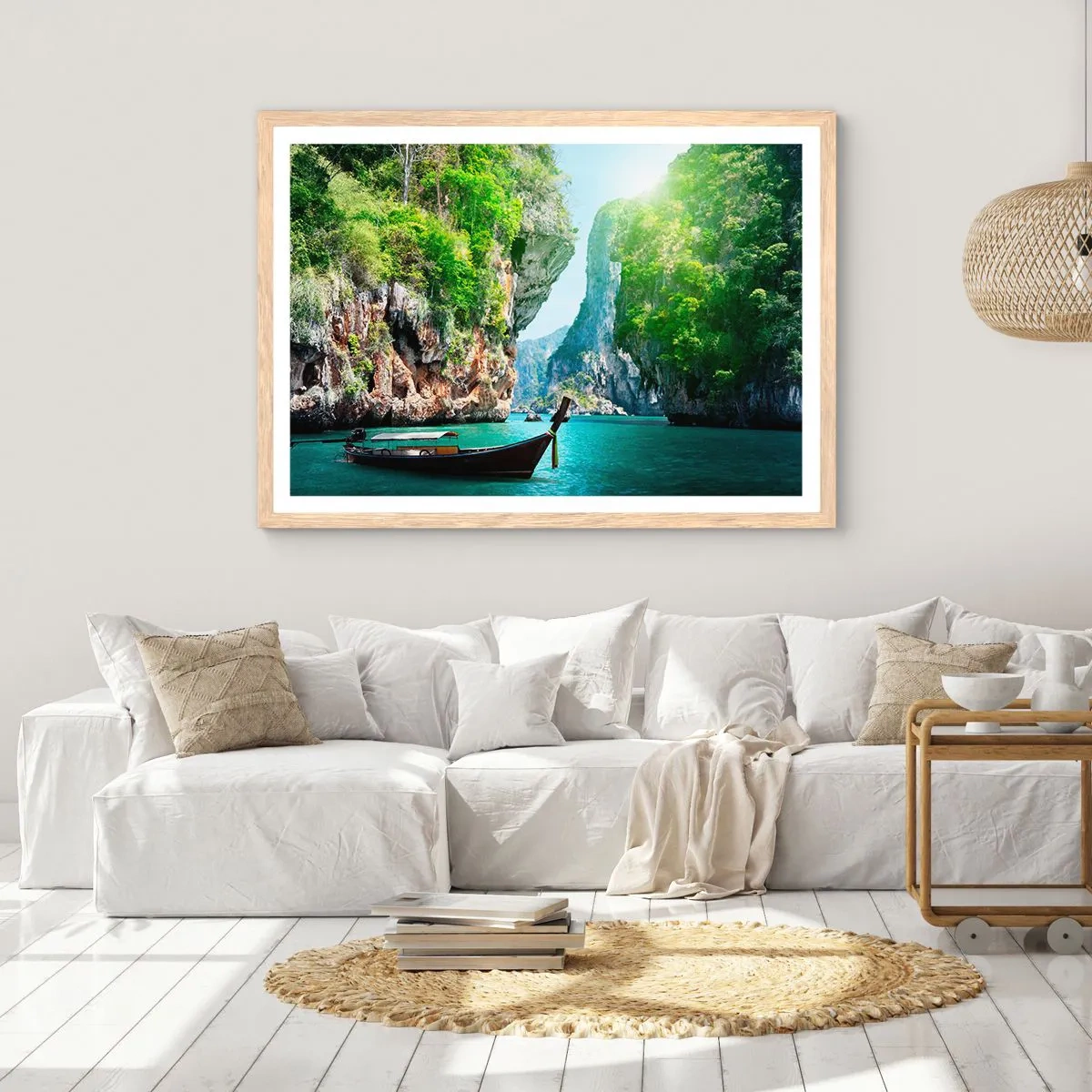 Pôster com moldura de carvalho claro - Um convite para uma viagem exótica - 50x40 cm