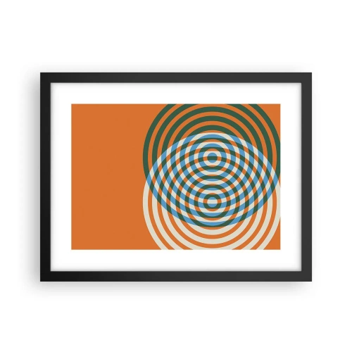 Pôster com moldura preta - Variação circular abstrata - 40x30 cm