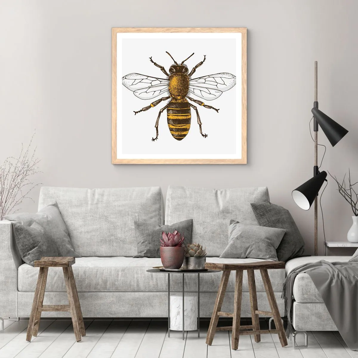 Pôster com moldura de carvalho claro - Linda e boa - 60x60 cm