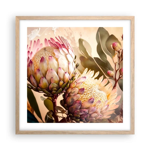 Pôster com moldura de carvalho claro - Abraçado com ternura - 50x50 cm