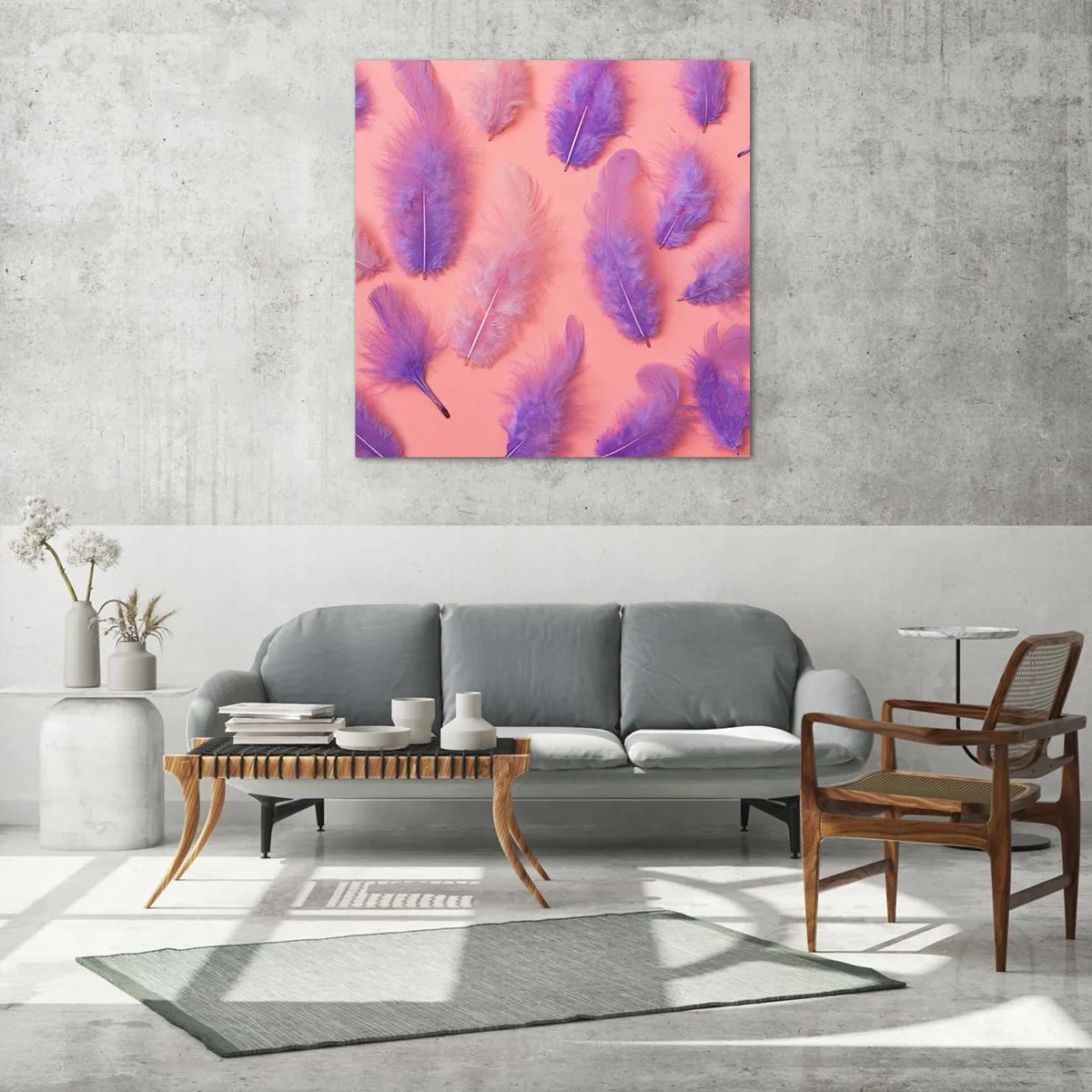 Quadro em vidro - Ave lilás do desejo - 30x30 cm