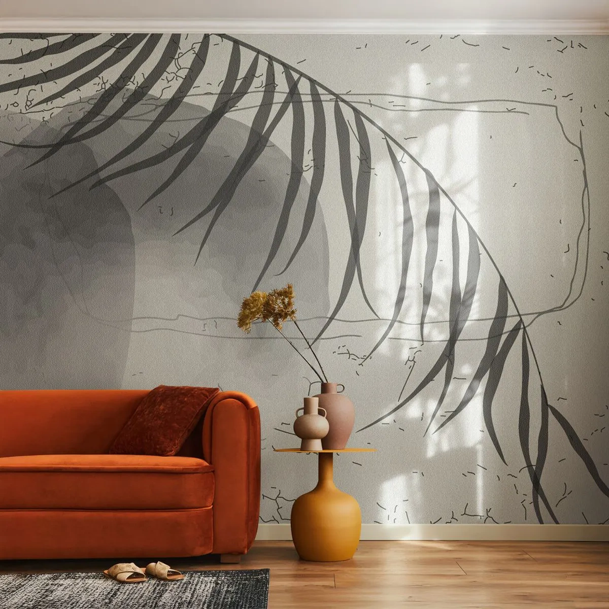 Papel de Parede Standard Eco - O sutil exotismo da natureza - Minimalismo, Botânico, Folha - 250x175 cm