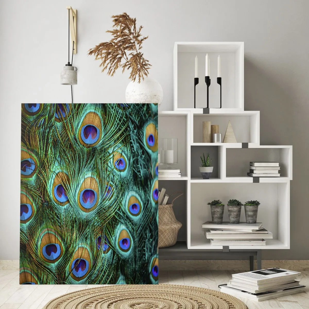 Quadro em vidro - Um olhar de pavão - 50x70 cm