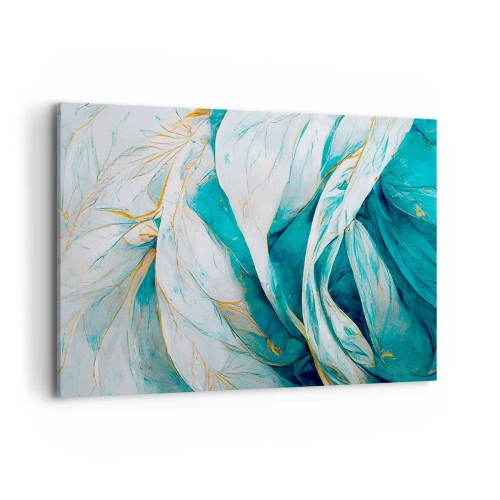 Quadro em tela - Abstração azul com lema dourado - 100x70 cm