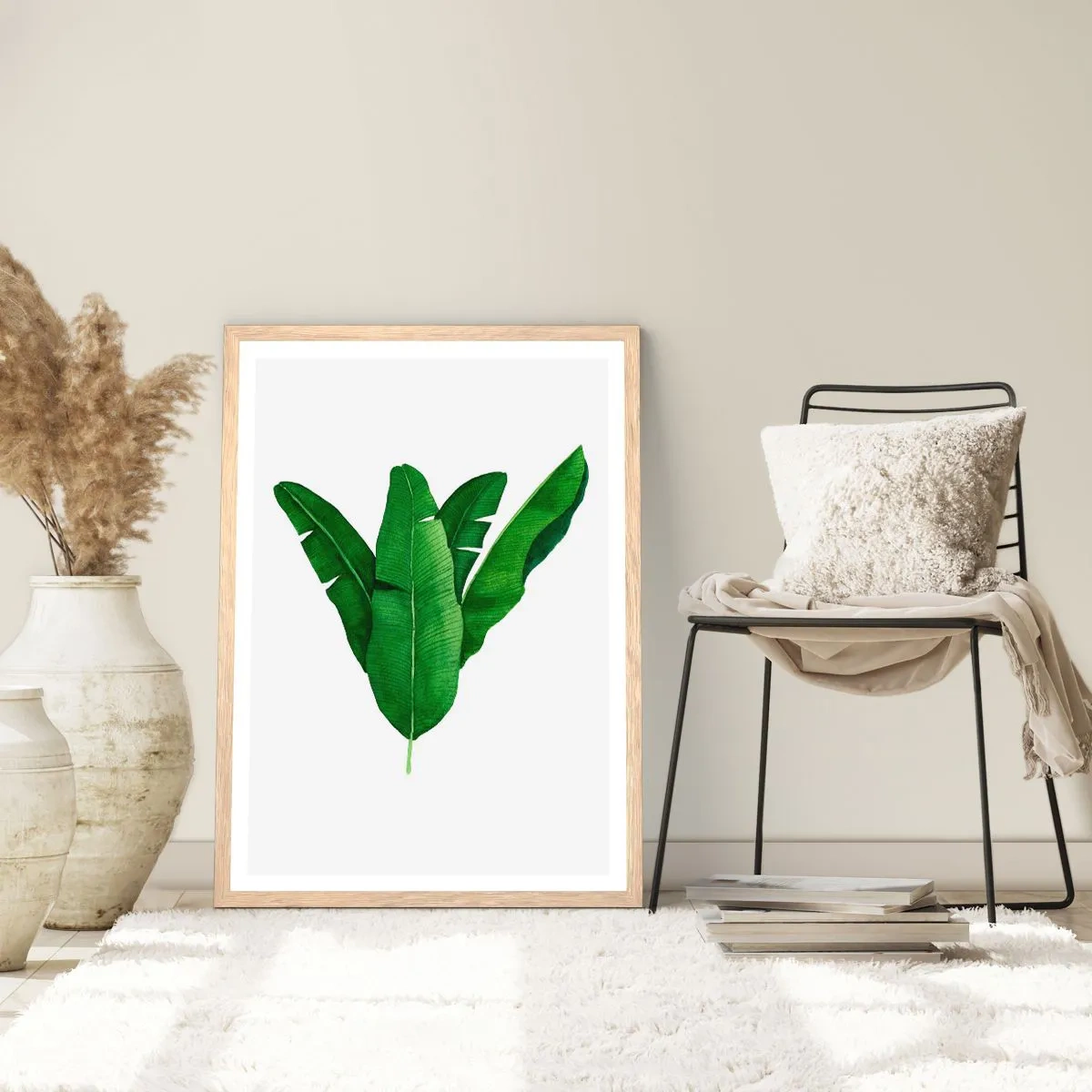 Pôster com moldura de carvalho claro - Simetria verde - 61x91 cm