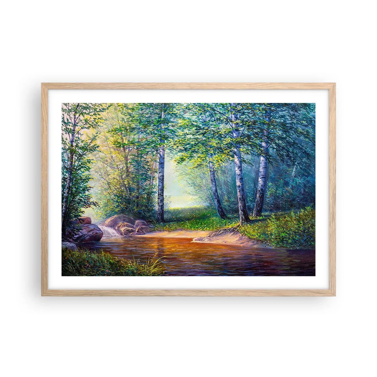 Pôster com moldura de carvalho claro - Cenário idílico - 70x50 cm