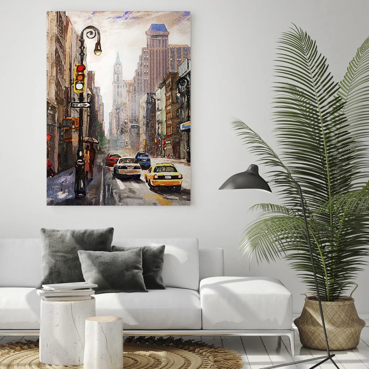 Quadro em vidro - Nova York – colorida também na chuva  - 50x70 cm