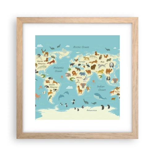 Pôster com moldura de carvalho claro - Bons vizinhos - 30x30 cm