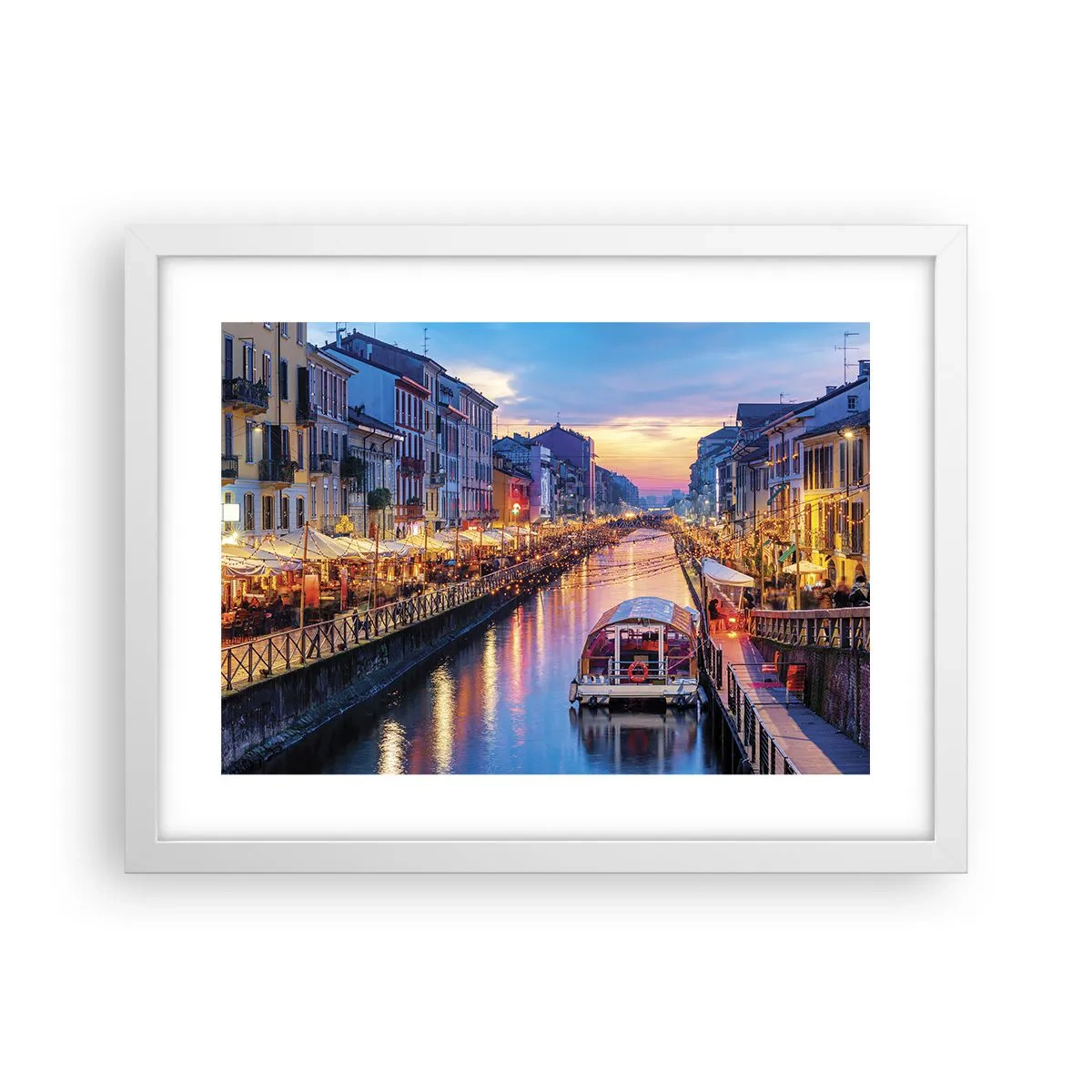 Pôster em moldura branca - Uma noite de luz e diversão - 40x30 cm