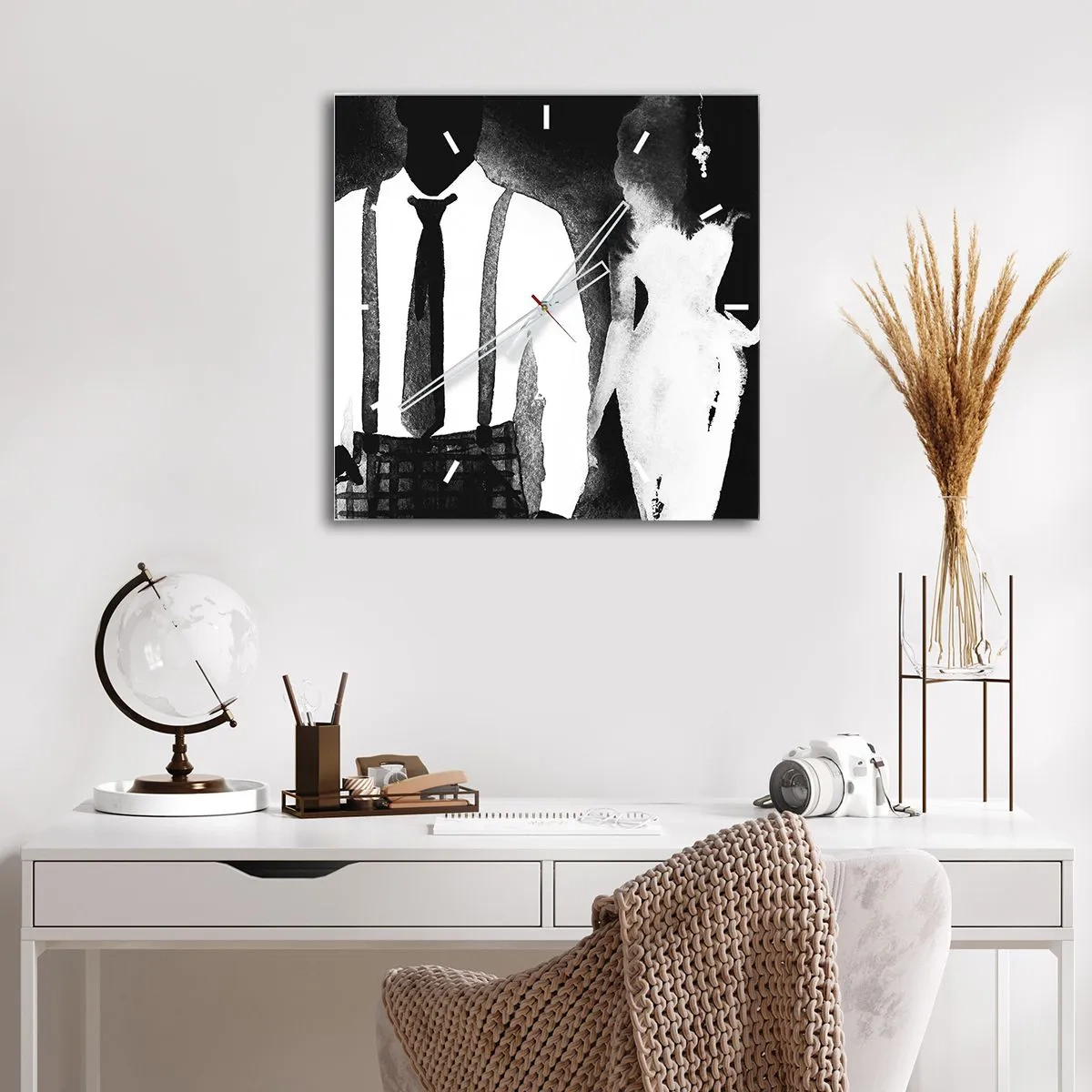 Relógio de parede - Relógio em vidro - Num clima noir - 30x30 cm